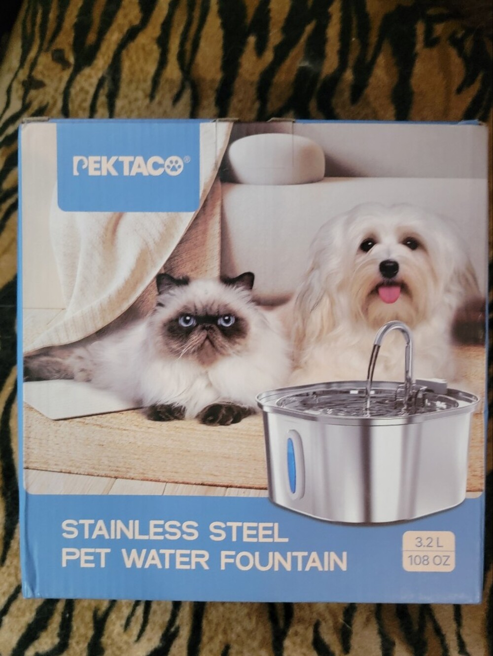 Pektaco Dog Or Cat Stainless Steel Pet Water Fountain - New!